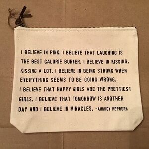 New Cosmetic Bag with Quote by Audrey Hepburn